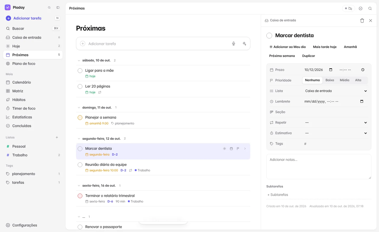 Adição rápida em linguagem natural — Pladay